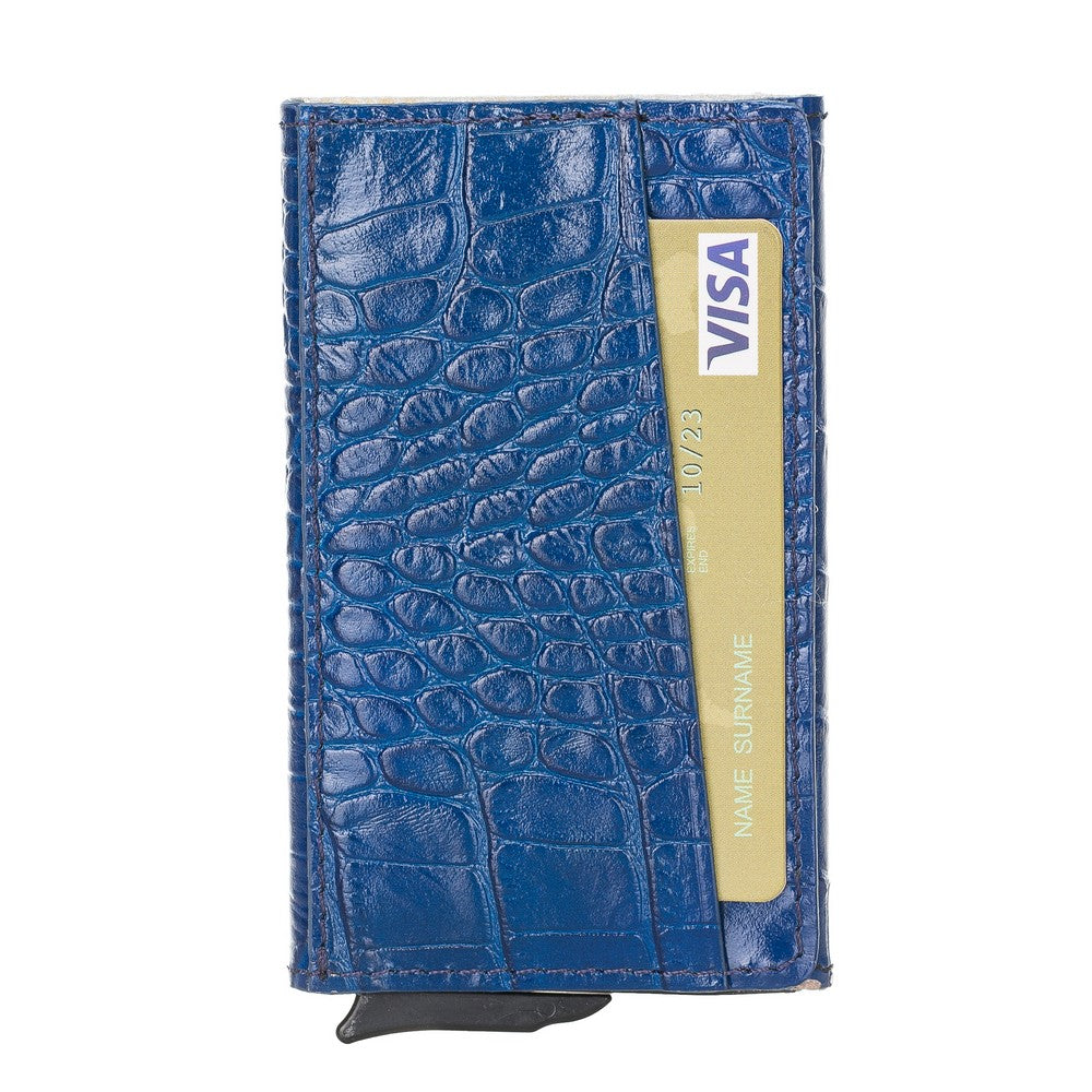 Pinario | Men's Dark Blue Premium Leather Card Holder | Pop-Up Design | RFID Blocking