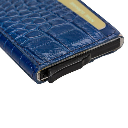 Pinario | Men's Dark Blue Premium Leather Card Holder | Pop-Up Design | RFID Blocking