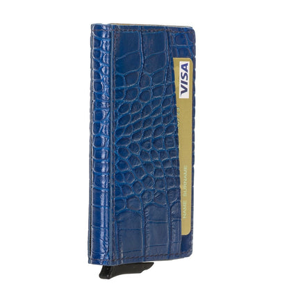 Pinario | Men's Dark Blue Premium Leather Card Holder | Pop-Up Design | RFID Blocking