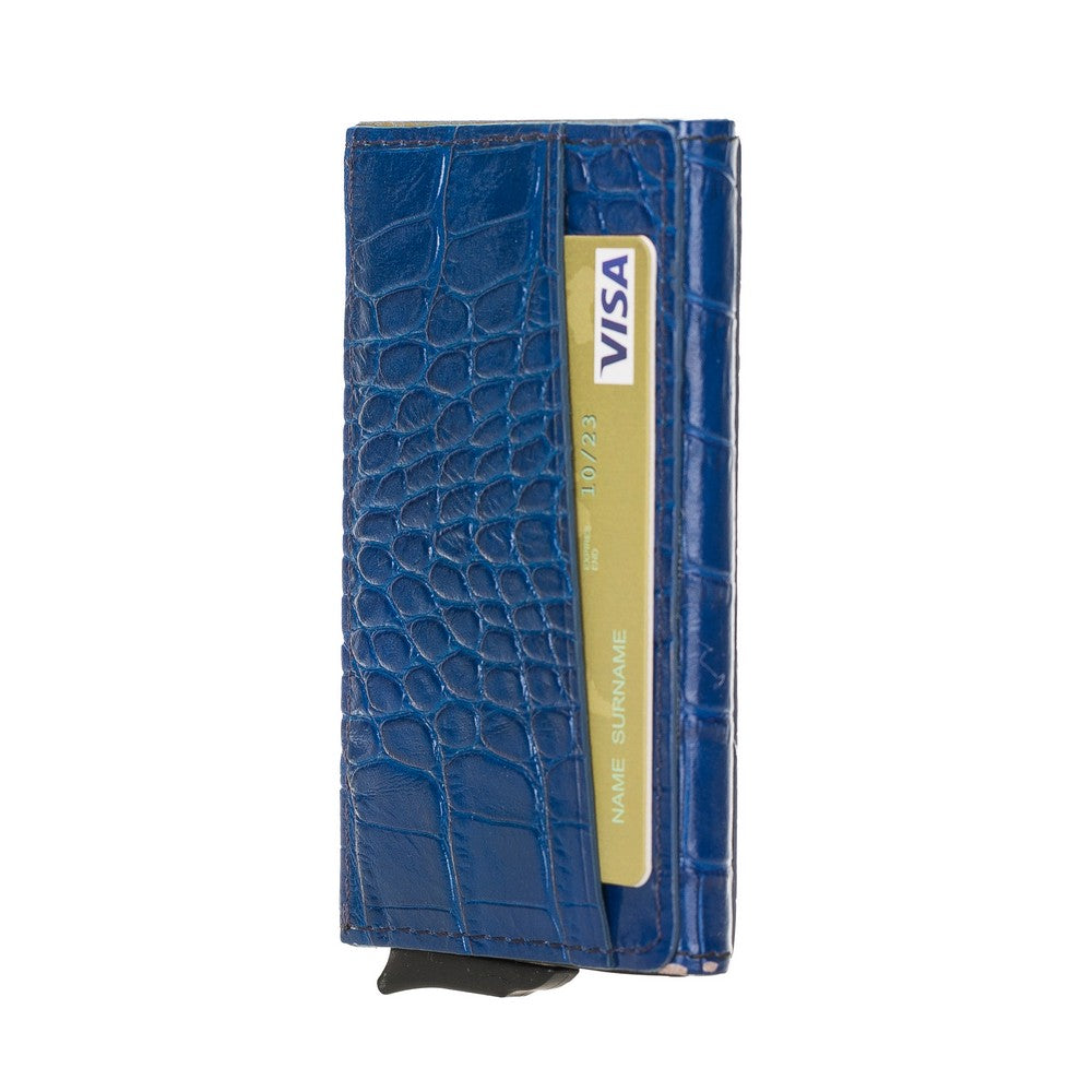 Pinario | Men's Dark Blue Premium Leather Card Holder | Pop-Up Design | RFID Blocking