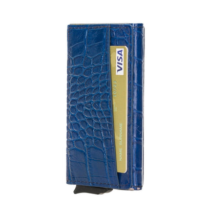 Pinario | Men's Dark Blue Premium Leather Card Holder | Pop-Up Design | RFID Blocking