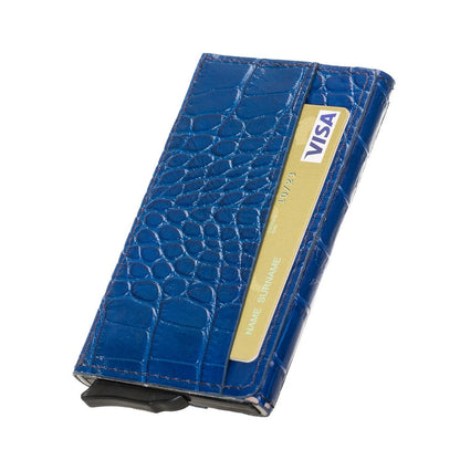 Pinario | Men's Dark Blue Premium Leather Card Holder | Pop-Up Design | RFID Blocking