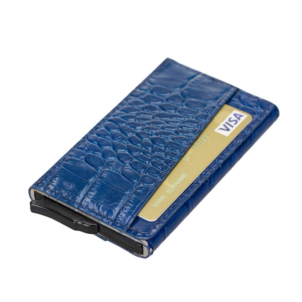 Pinario | Men's Dark Blue Premium Leather Card Holder | Pop-Up Design | RFID Blocking