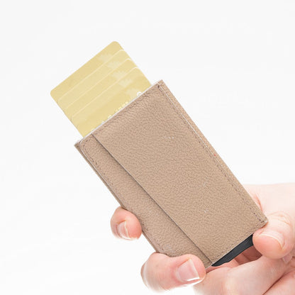 Pinario | RFID Blocking Pop-Up Card Holder | Beige | Leather