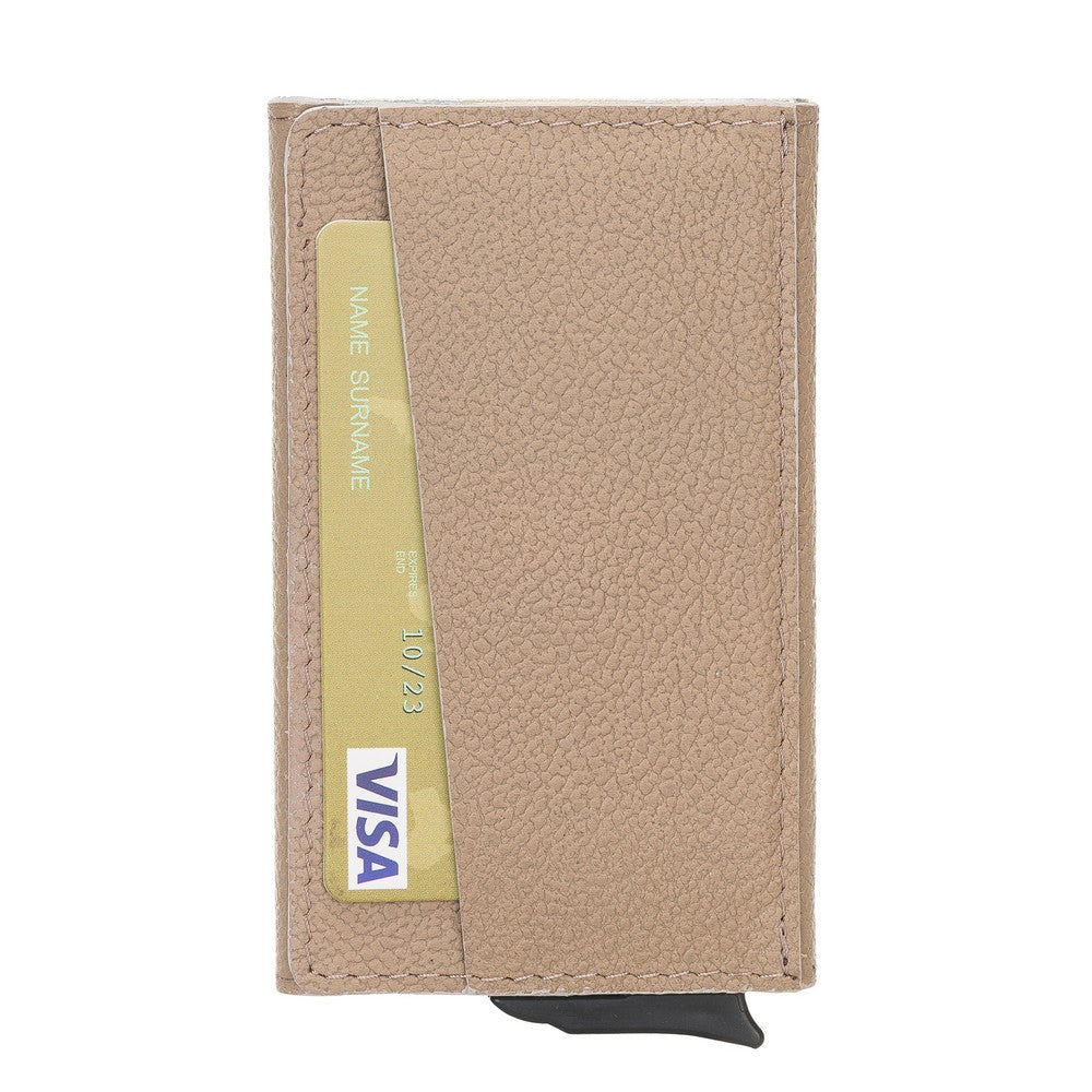 Pinario | RFID Blocking Pop-Up Card Holder | Beige | Leather