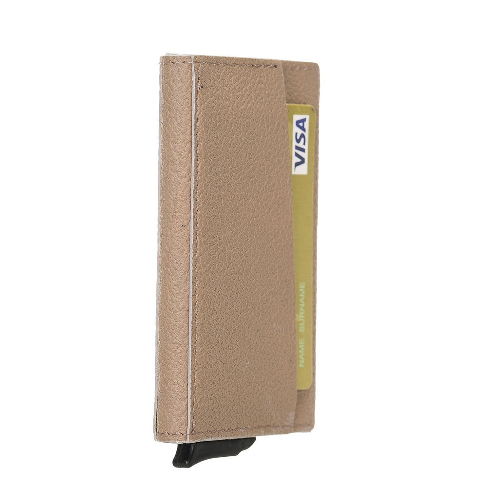 Pinario | RFID Blocking Pop-Up Card Holder | Beige | Leather