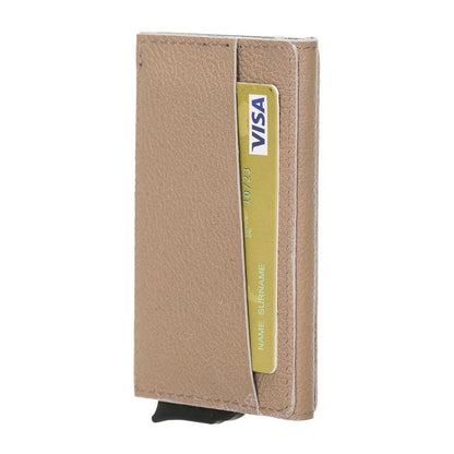 Pinario | RFID Blocking Pop-Up Card Holder | Beige | Leather