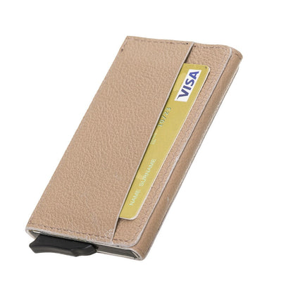 Pinario | RFID Blocking Pop-Up Card Holder | Beige | Leather