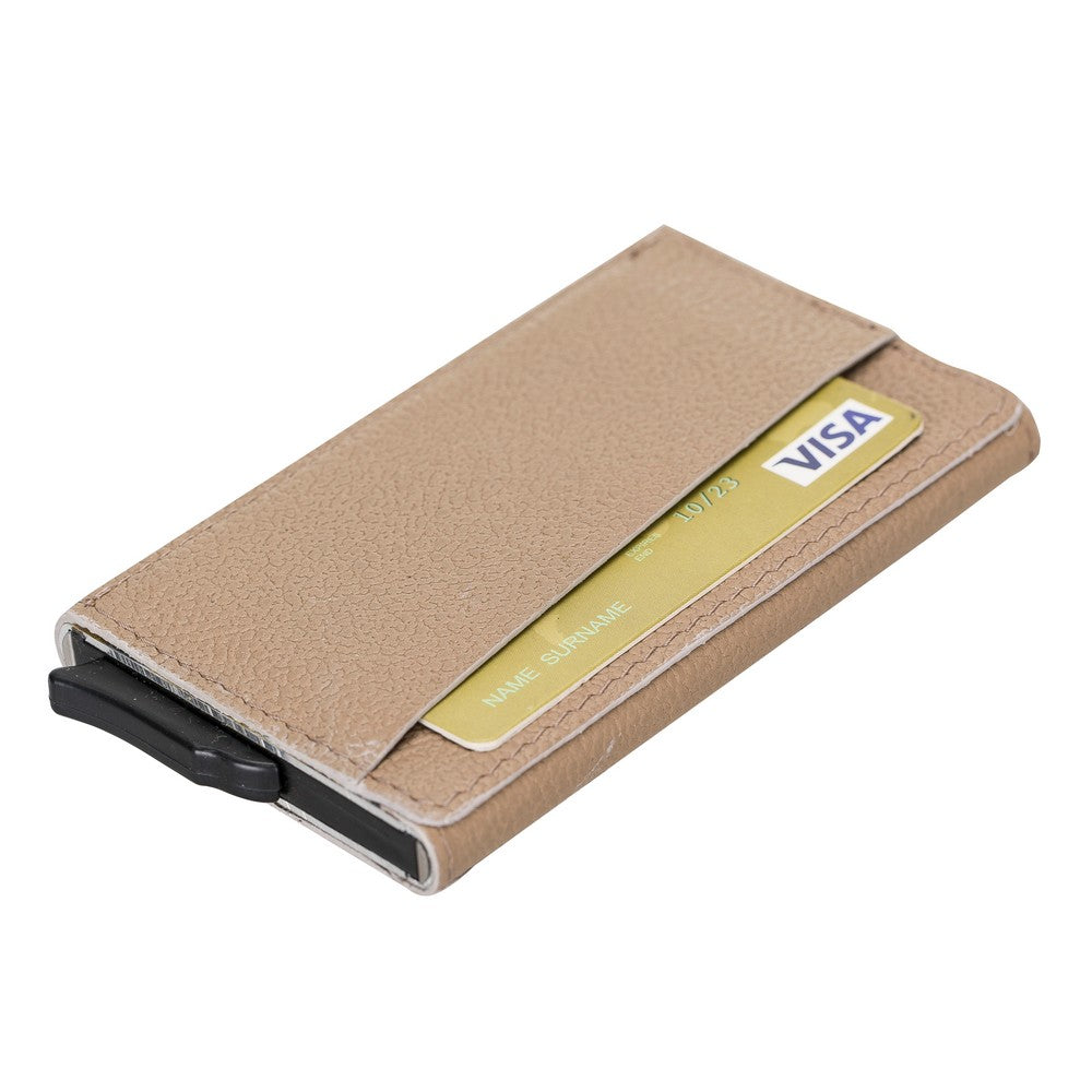 Pinario | RFID Blocking Pop-Up Card Holder | Beige | Leather