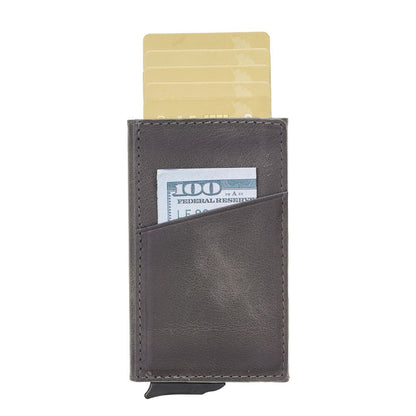 Pinario | Men's RFID Blocking Pop Up Leather Card Holder | Grey | Sleek & Minimalist