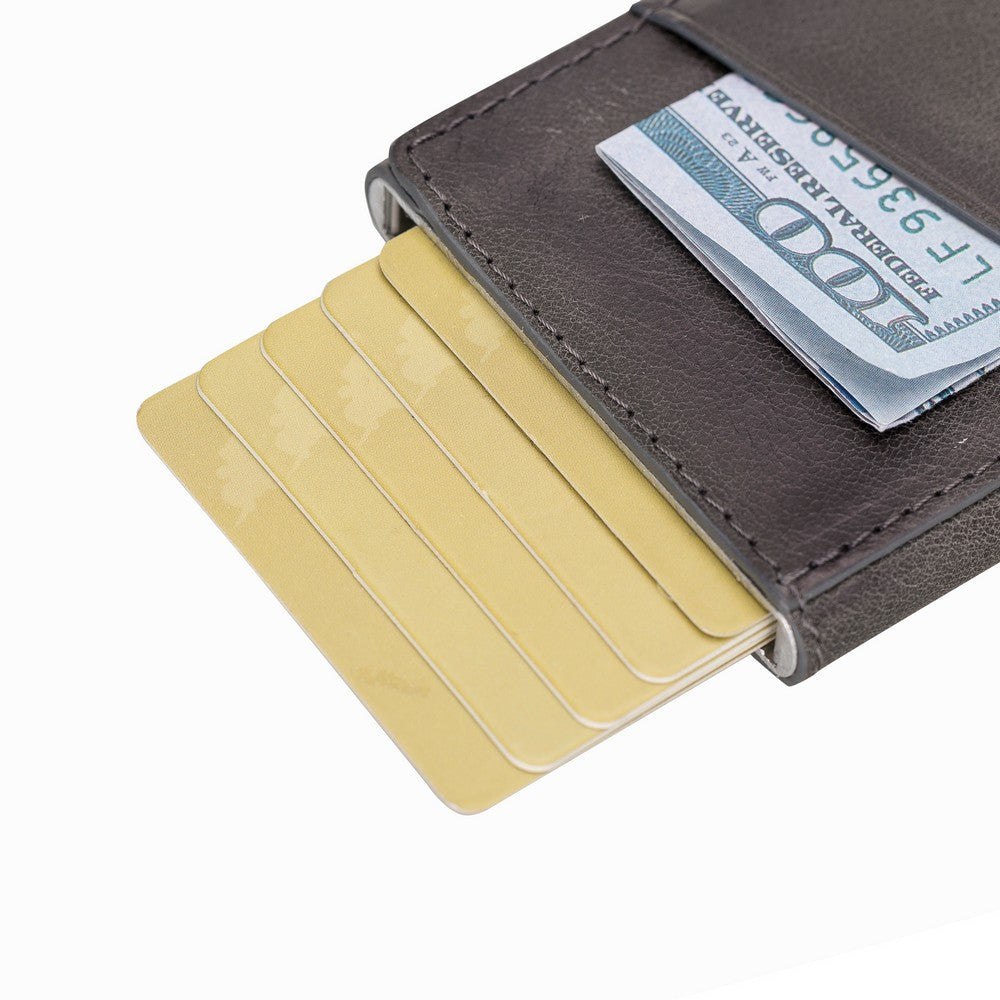 Pinario | Men's RFID Blocking Pop Up Leather Card Holder | Grey | Sleek & Minimalist