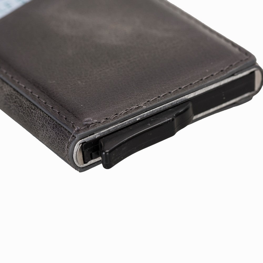 Pinario | Men's RFID Blocking Pop Up Leather Card Holder | Grey | Sleek & Minimalist