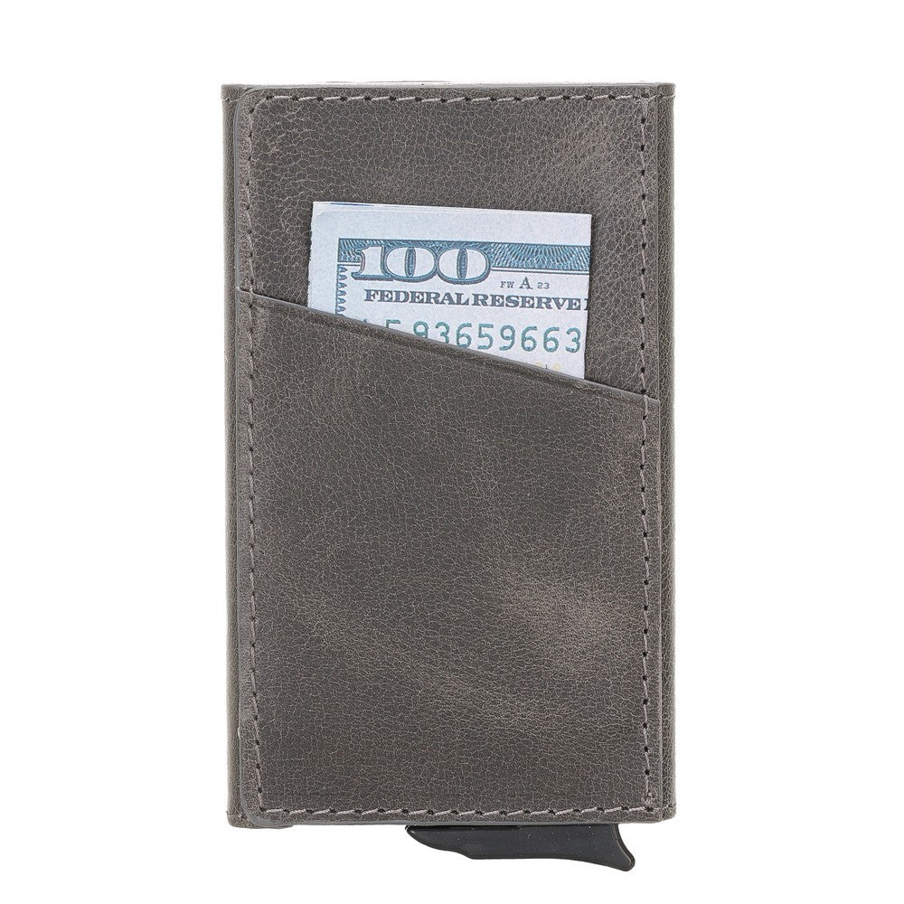 Pinario | Men's RFID Blocking Pop Up Leather Card Holder | Grey | Sleek & Minimalist