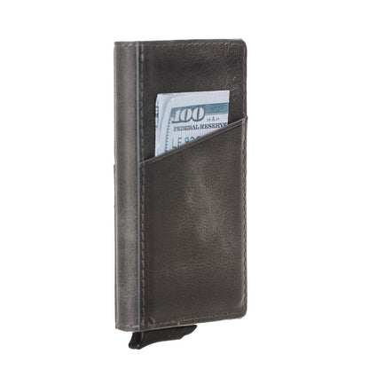 Pinario | Men's RFID Blocking Pop Up Leather Card Holder | Grey | Sleek & Minimalist