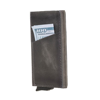 Pinario | Men's RFID Blocking Pop Up Leather Card Holder | Grey | Sleek & Minimalist