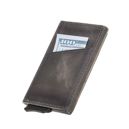 Pinario | Men's RFID Blocking Pop Up Leather Card Holder | Grey | Sleek & Minimalist