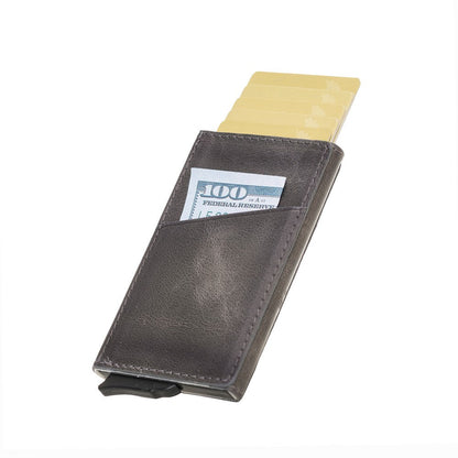 Pinario | Men's RFID Blocking Pop Up Leather Card Holder | Grey | Sleek & Minimalist