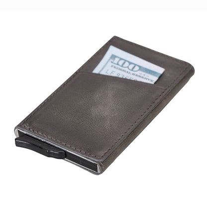 Pinario | Men's RFID Blocking Pop Up Leather Card Holder | Grey | Sleek & Minimalist