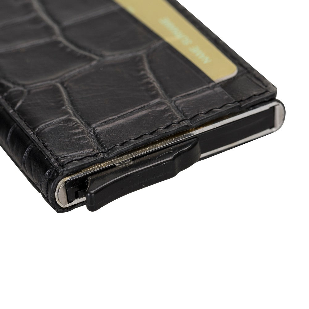 Pinario | Men's RFID Blocking Pop Up Leather Card Holder | Grey | Sleek & Minimalist