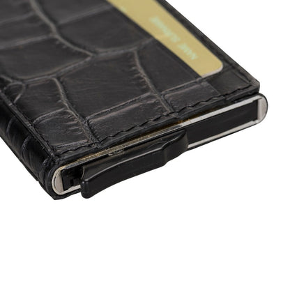 Pinario | Men's RFID Blocking Pop Up Leather Card Holder | Grey | Sleek & Minimalist