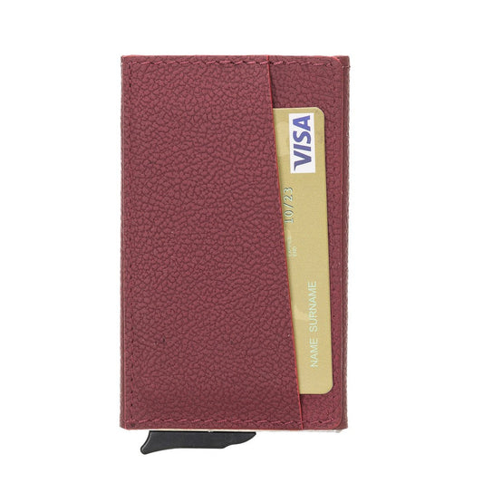 Pinario | RFID Blocking Pop-Up Card Holder | Burgundy | Leather