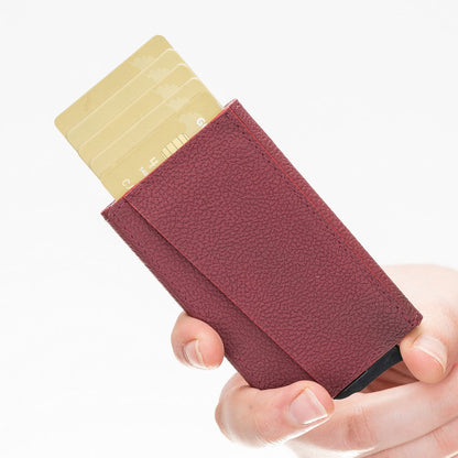 Pinario | RFID Blocking Pop-Up Card Holder | Burgundy | Leather