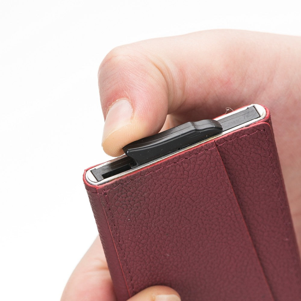 Pinario | RFID Blocking Pop-Up Card Holder | Burgundy | Leather