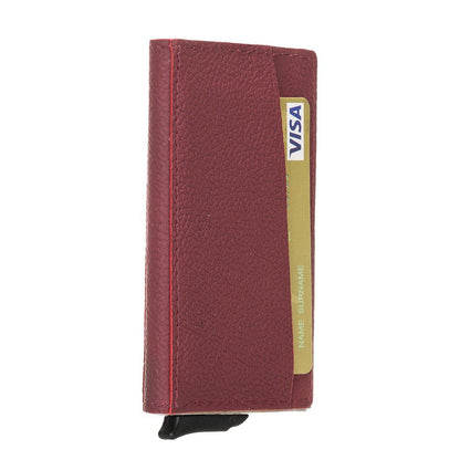 Pinario | RFID Blocking Pop-Up Card Holder | Burgundy | Leather