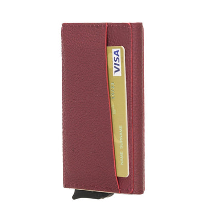 Pinario | RFID Blocking Pop-Up Card Holder | Burgundy | Leather