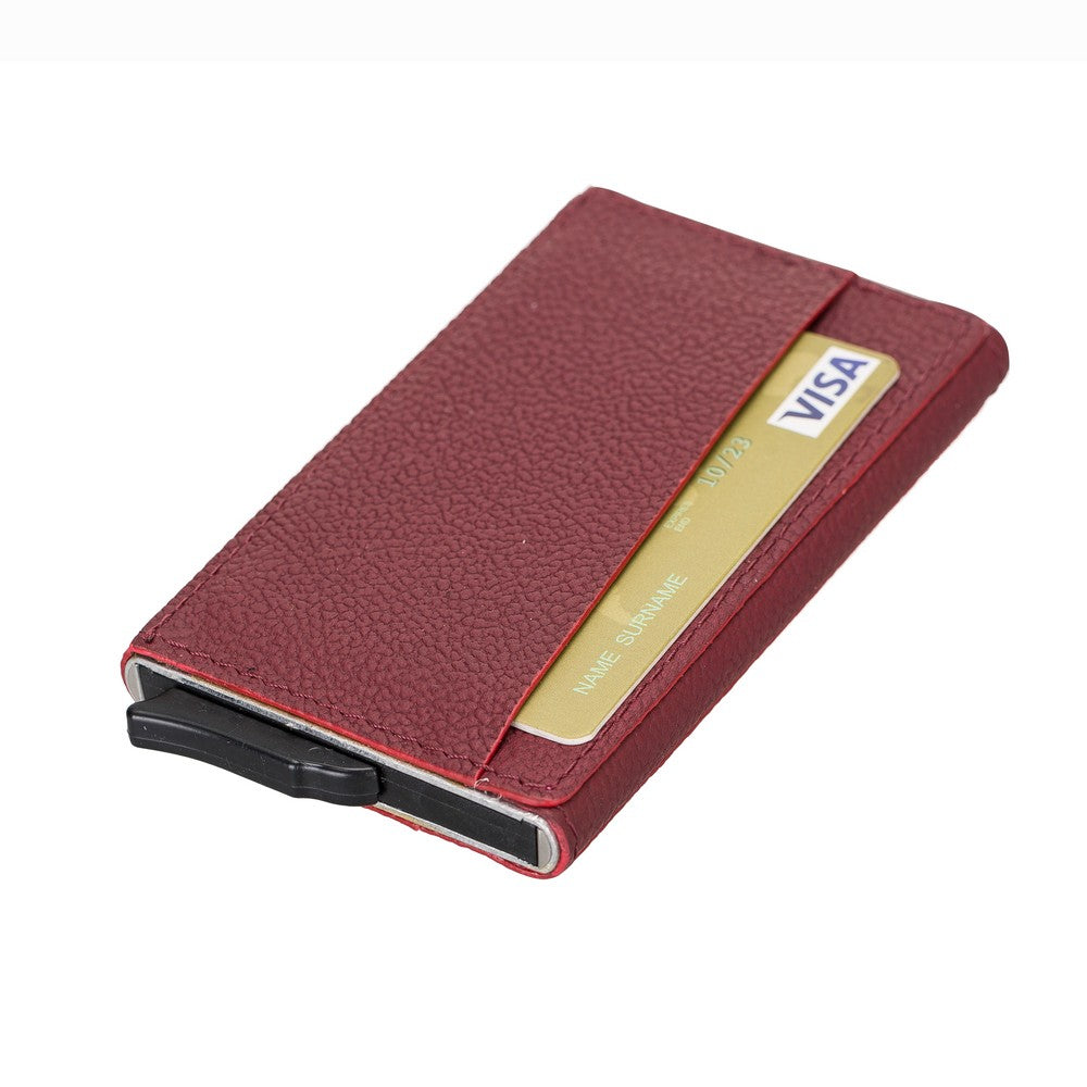 Pinario | RFID Blocking Pop-Up Card Holder | Burgundy | Leather