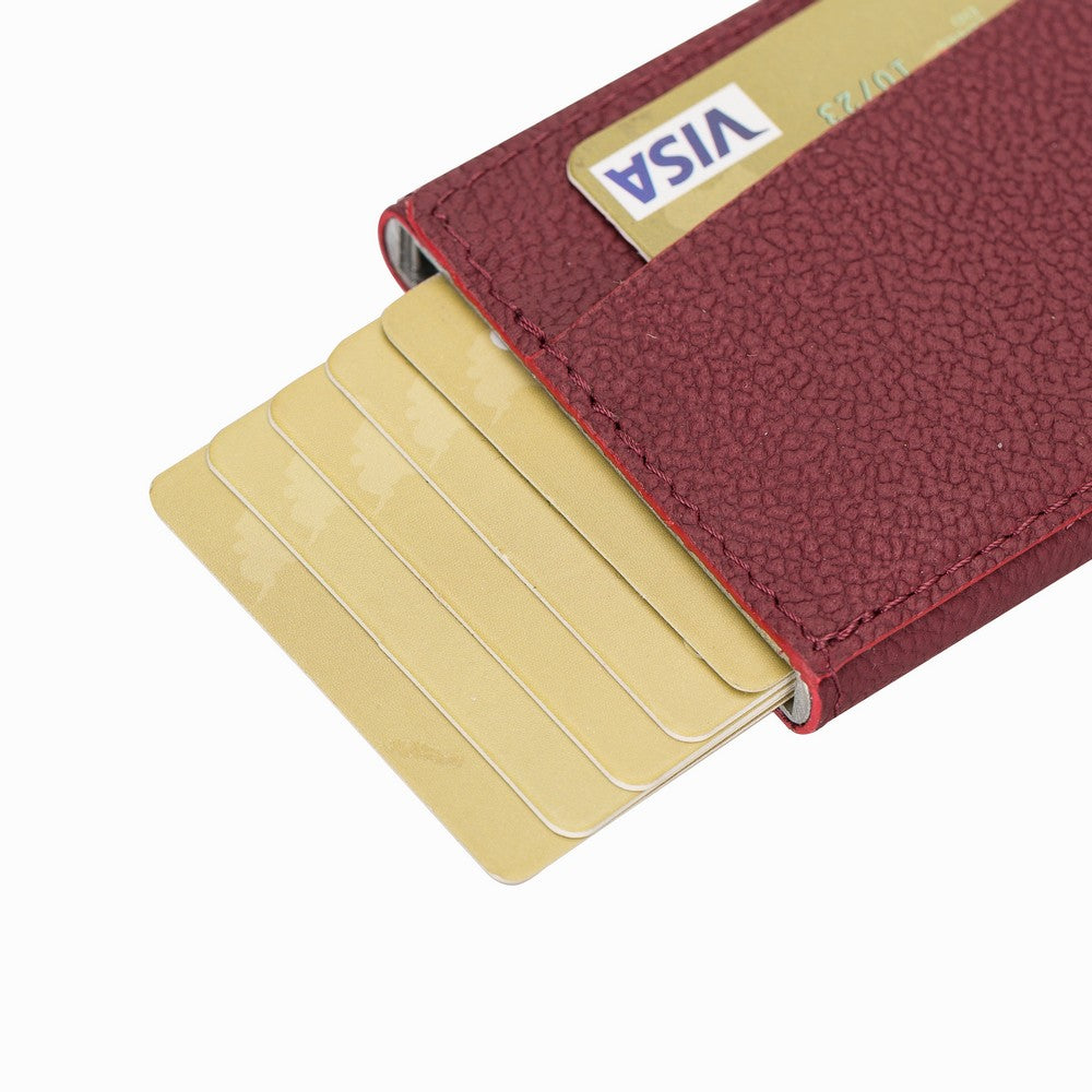 Pinario | RFID Blocking Pop-Up Card Holder | Burgundy | Leather